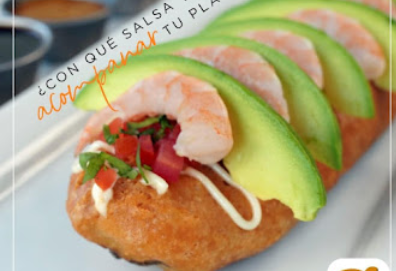 Tostada con camarón y aguacate